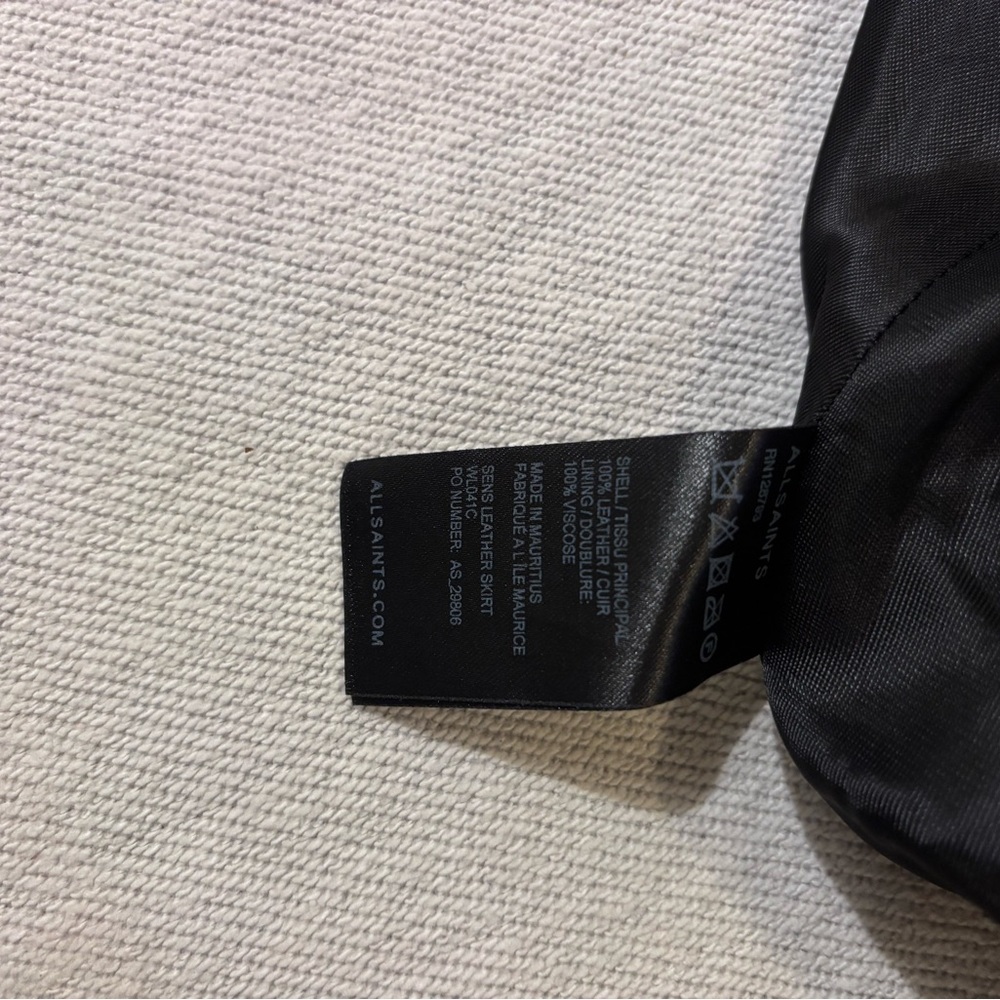 All Saints Black Leather Mini Skirt size 6. - Picture 4 of 5